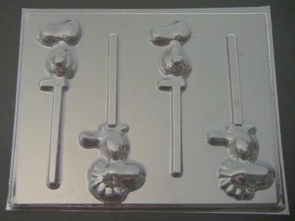 329sp Pudgy Beagle Dog and Bird Chocolate or Hard Candy Lollipop Mold